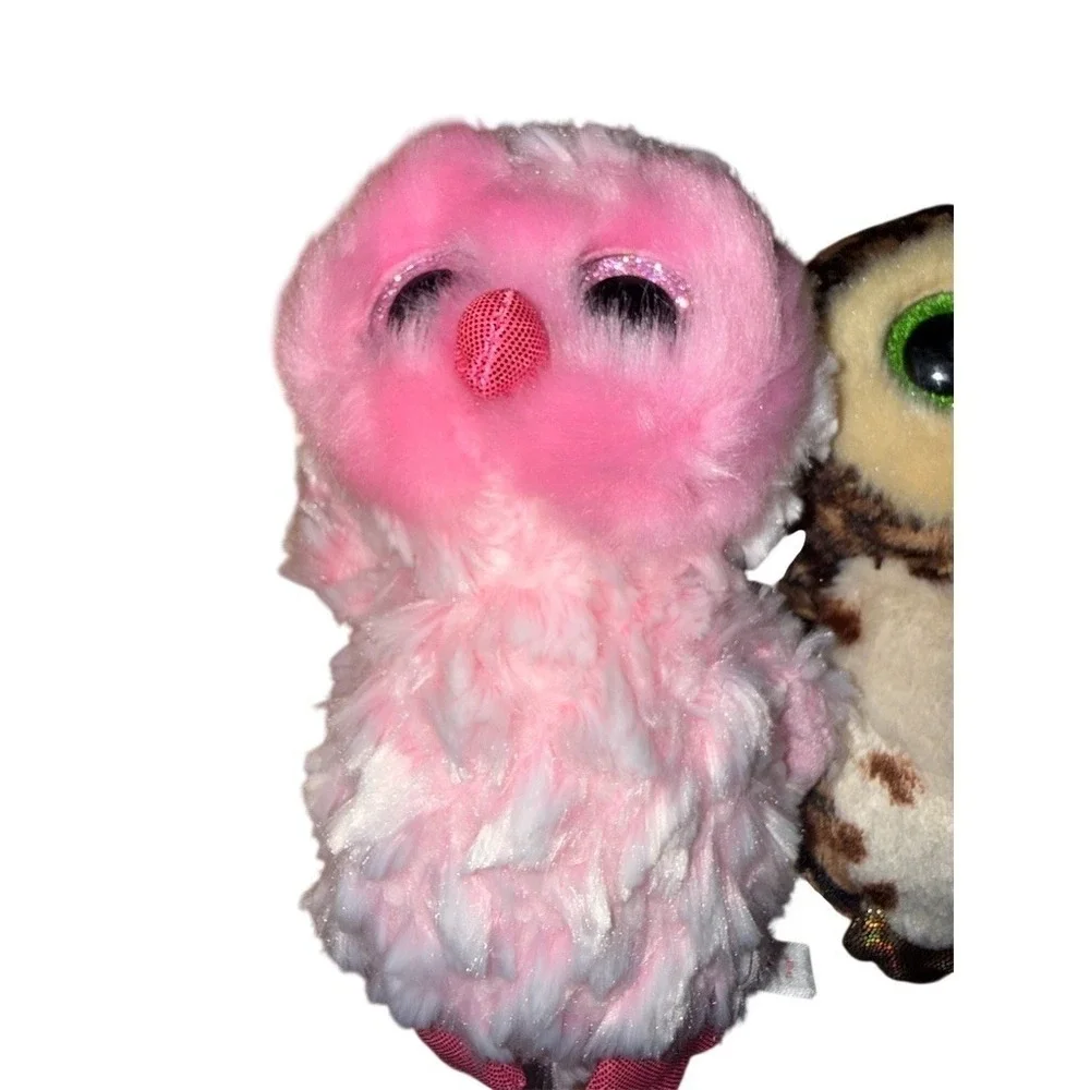TY Beanie Boos Owl Plush Lot of 4 Multicolor Glitter Eyes Heart collection